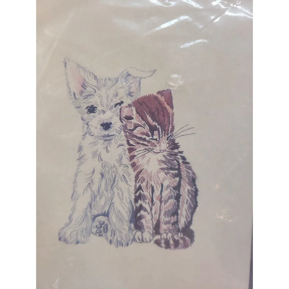 Bucilla Puppy Love Stamped Embroidery Kit #3469 Puppy & Kitten 20